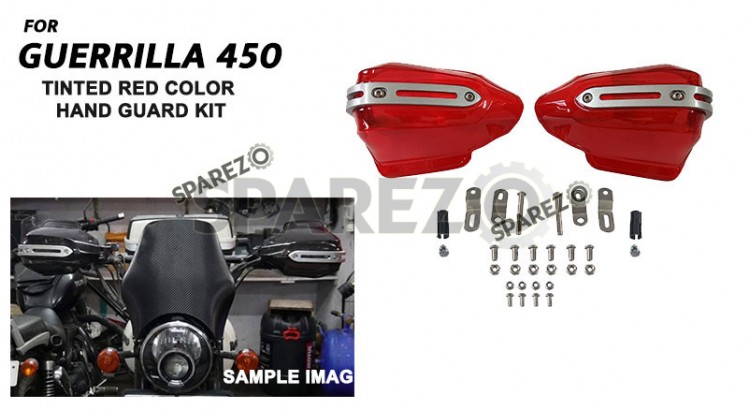 Fit For Royal Enfield Guerrilla 450 Tinted Red Color Hand Guard Kit - SPAREZO